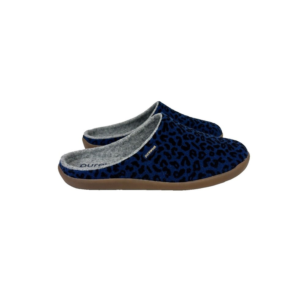 Cosyfeet Donna Purewool Extra Roomy Slippers Mules Shoes Midnight Feline Blue 8